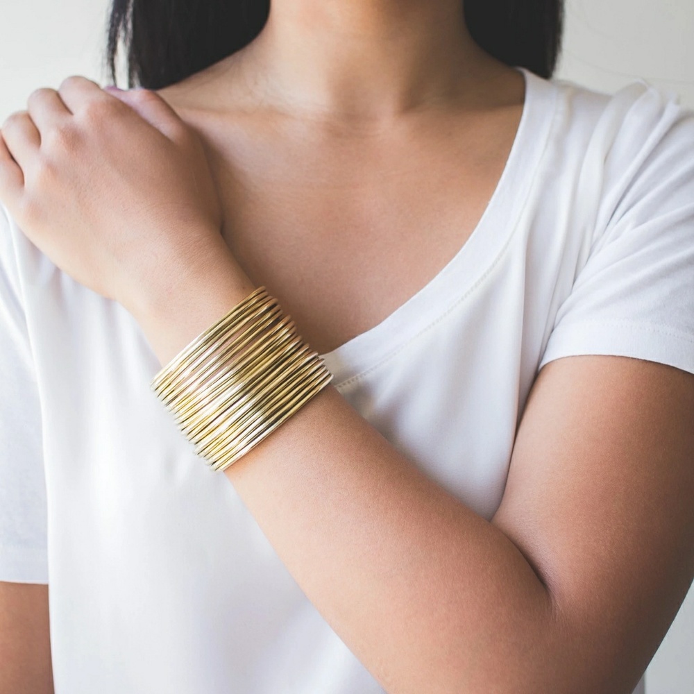 Soko Brass Stacked Cuff Bangle Bracelet